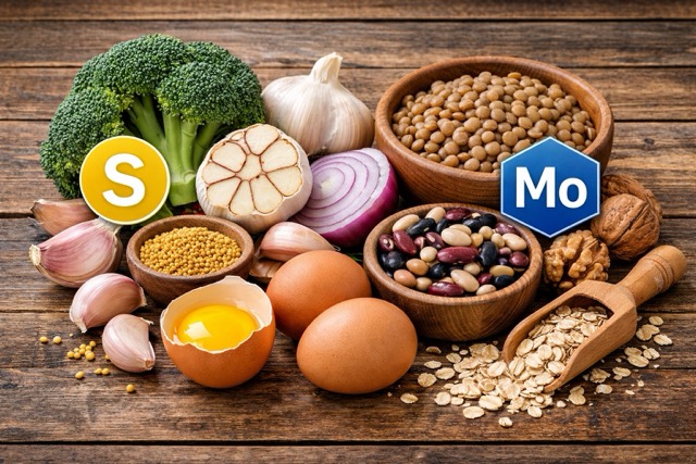 Mineralen Zwavel en Molybdeen